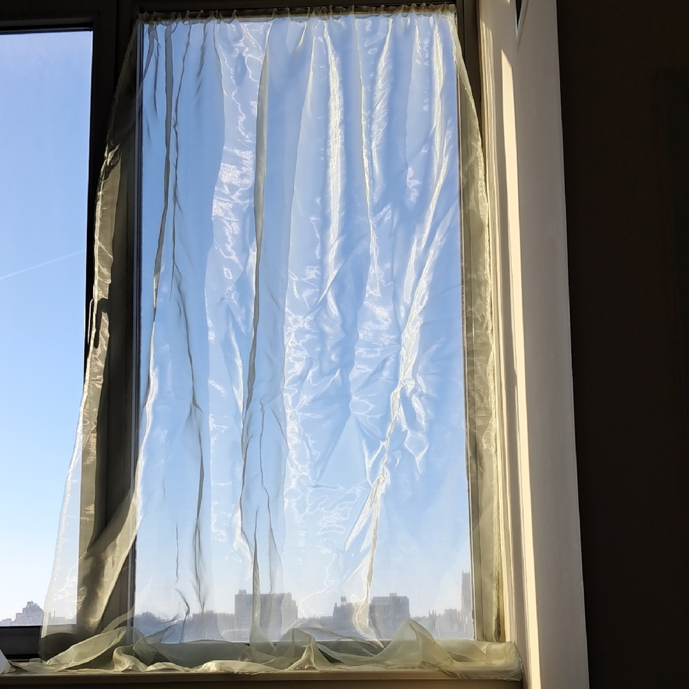 Pale Green Sheer Curtains 2 Panels Handmade OOAK